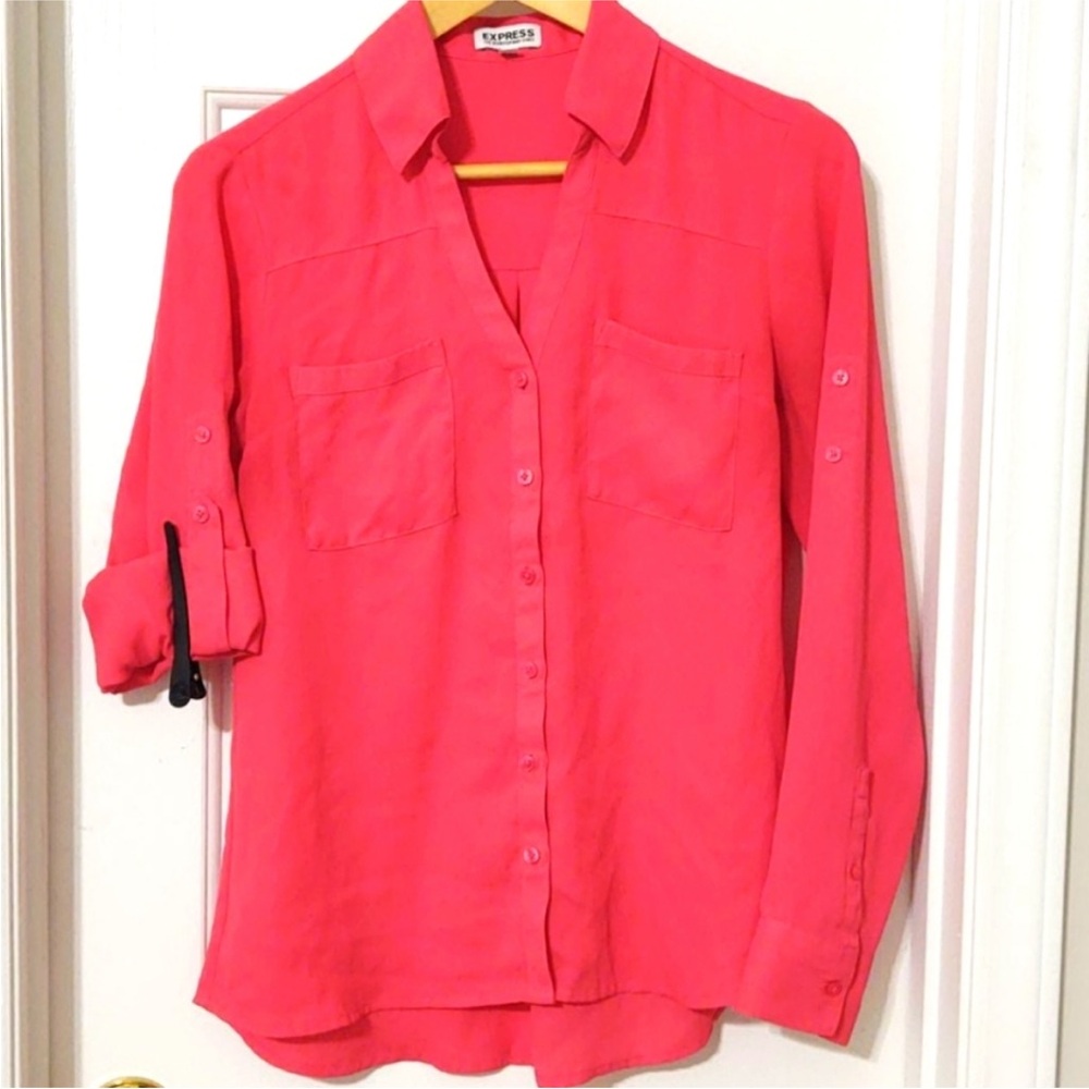 Express | Pink Button Down Shirt with Notched Collar